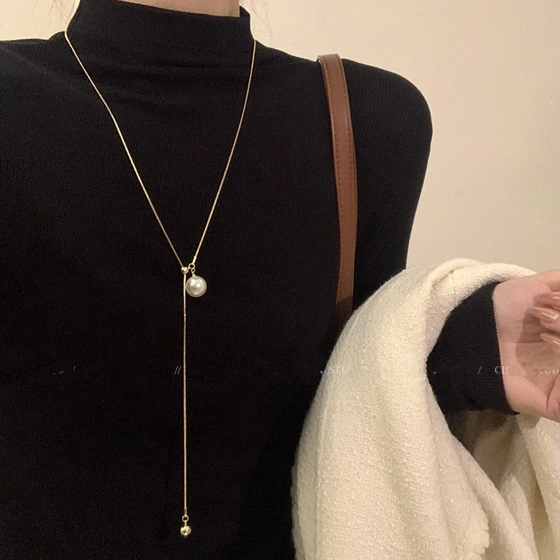 👗台灣現貨🌿純欲辣妹風 新款氣質輕奢高級感 個性時尚氣質小眾設計潮流項鍊 長款毛衣鏈【Q80】-細節圖6