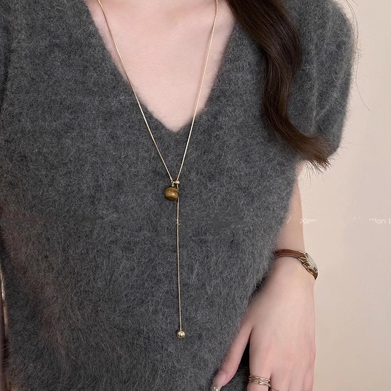 👗台灣現貨🌿純欲辣妹風 新款氣質輕奢高級感 個性時尚氣質小眾設計潮流項鍊 長款毛衣鏈【Q80】-細節圖10