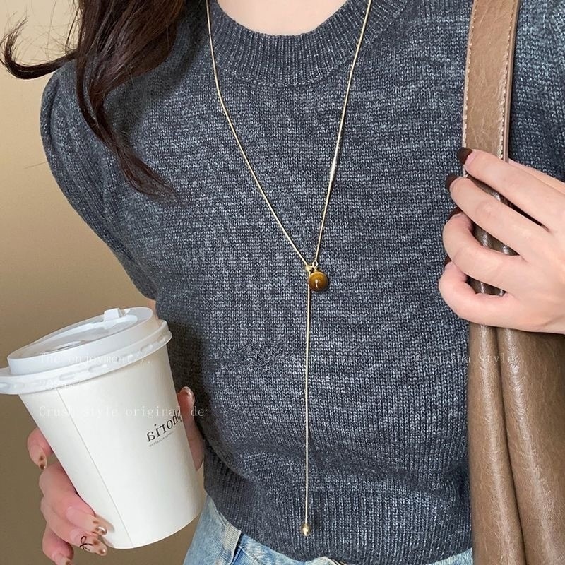 👗台灣現貨🌿純欲辣妹風 新款氣質輕奢高級感 個性時尚氣質小眾設計潮流項鍊 長款毛衣鏈【Q80】-規格圖11