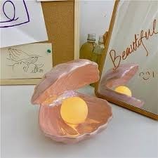 🌸台灣現貨🌿夢幻人魚幻彩陶瓷貝殼燈 珍珠裝飾小夜燈 貝殼收納盤 粉、白兩色-規格圖9