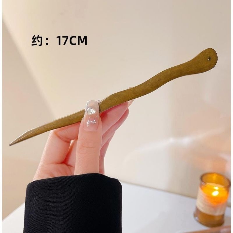 ✨台灣現貨🌿簡約古風~檀木髮簪女高級感漢服簪子優雅時尚盤髮器木質簪子髮飾【L3】-規格圖9