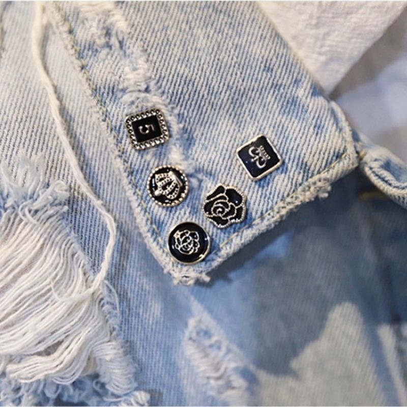 🌸台灣現貨🌿 10件套装韓國防走光固定扣花朵星星胸針吊飾 韓版簡約服飾別針牛仔徽章-細節圖2