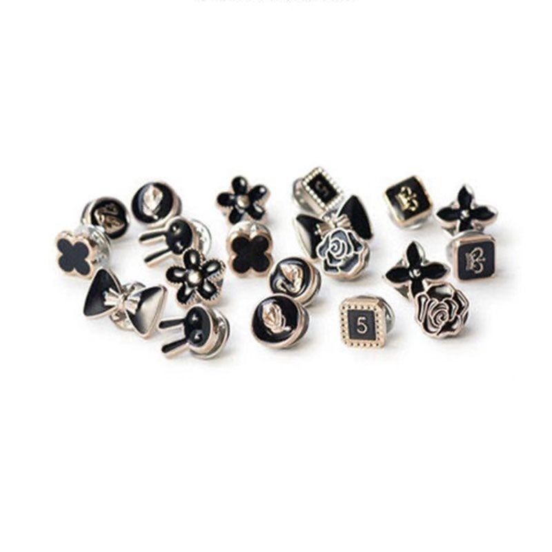 🌸台灣現貨🌿 10件套装韓國防走光固定扣花朵星星胸針吊飾 韓版簡約服飾別針牛仔徽章-細節圖5