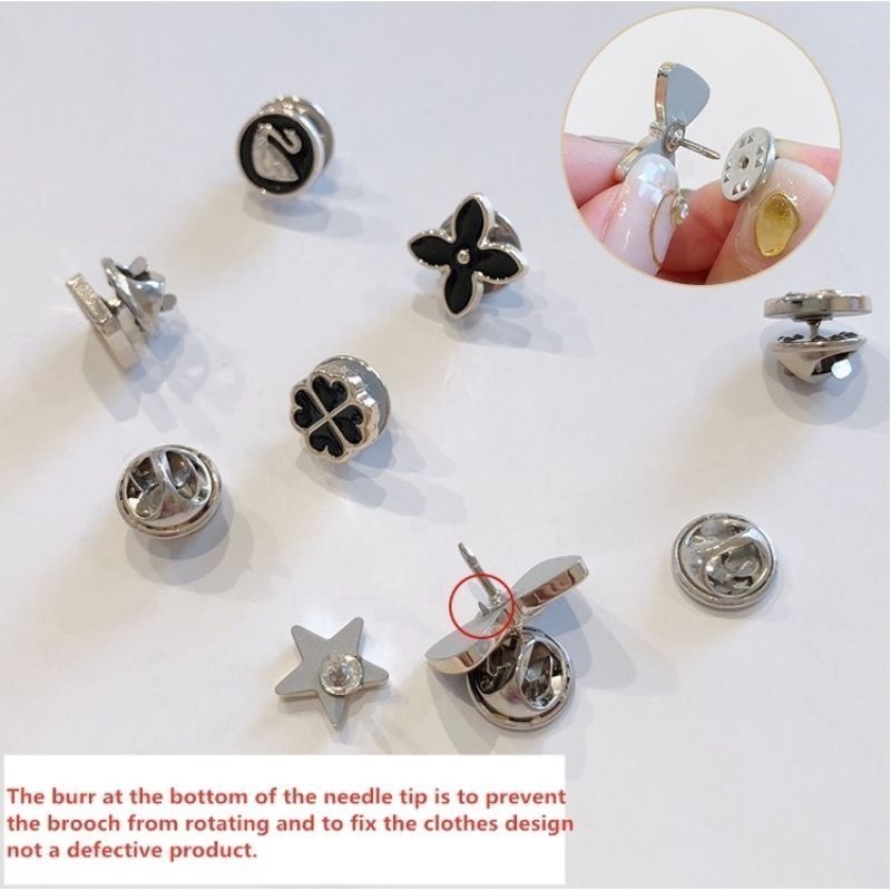 🌸台灣現貨🌿 10件套装韓國防走光固定扣花朵星星胸針吊飾 韓版簡約服飾別針牛仔徽章-細節圖7
