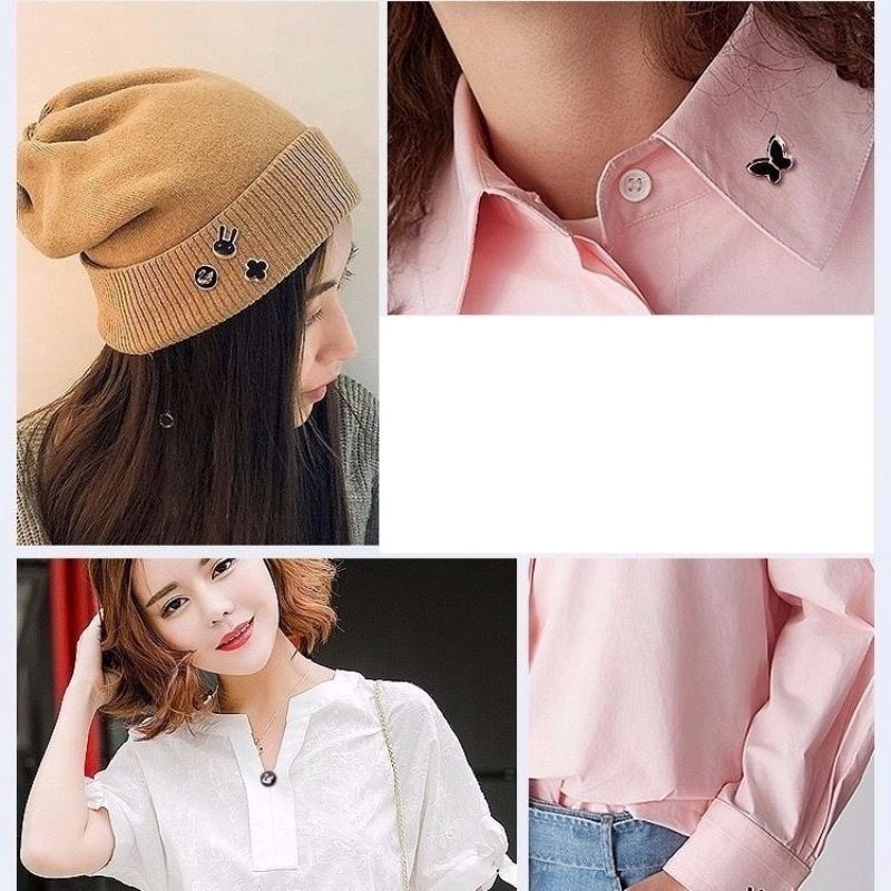 🌸台灣現貨🌿 10件套装韓國防走光固定扣花朵星星胸針吊飾 韓版簡約服飾別針牛仔徽章-細節圖8