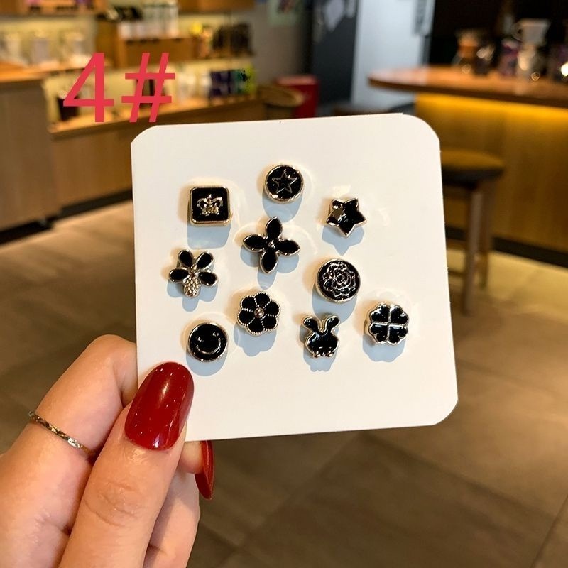 🌸台灣現貨🌿 10件套装韓國防走光固定扣花朵星星胸針吊飾 韓版簡約服飾別針牛仔徽章-規格圖9