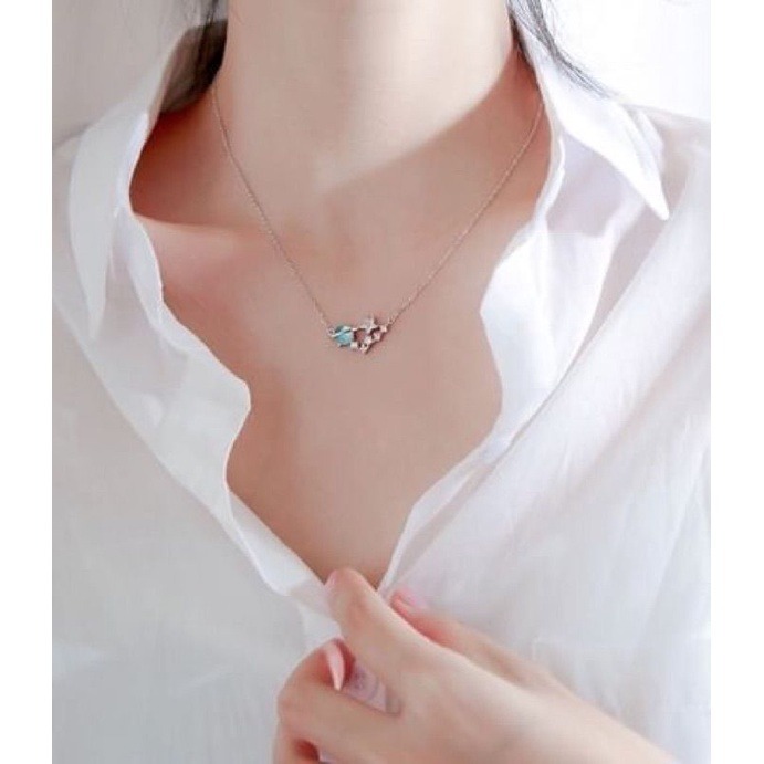 🦋台灣現貨🌿夢幻藍色琉璃星球項鍊 藍色星空銀河系 鑰匙星球行星銀河 小清新學生鎖骨鍊 情人節禮物-細節圖4