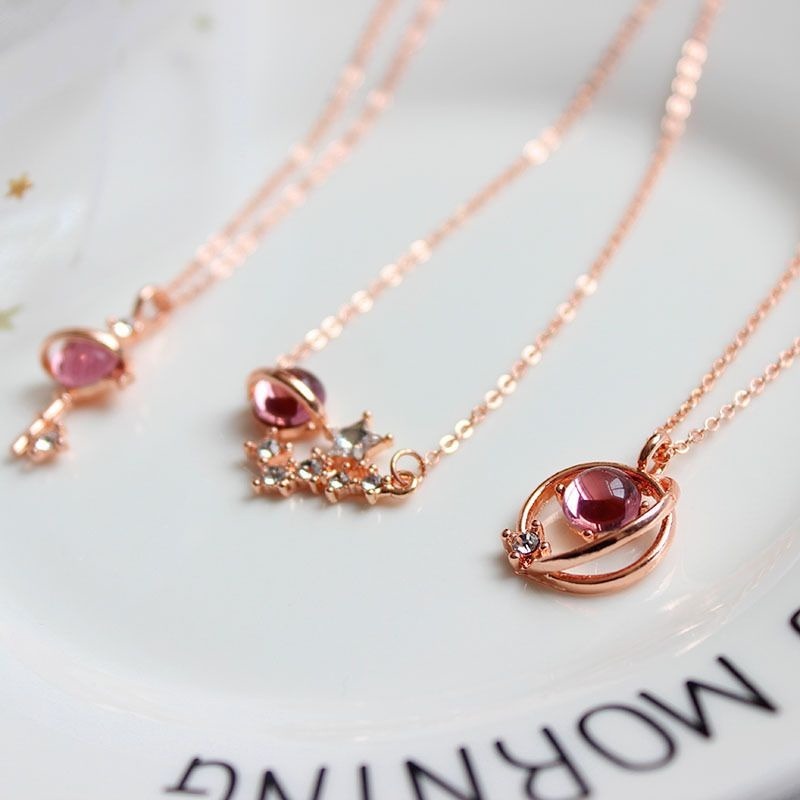 🦋台灣現貨🌿夢幻藍色琉璃星球項鍊 藍色星空銀河系 鑰匙星球行星銀河 小清新學生鎖骨鍊 情人節禮物-細節圖7