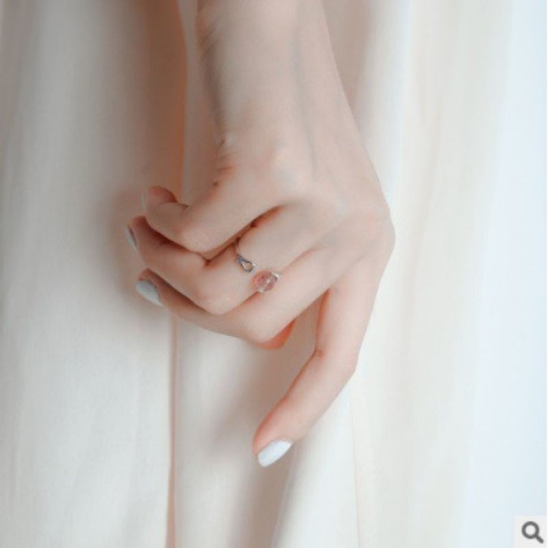 💍台灣現貨🌿S925銀戒指草莓水晶貓開口戒指 貓咪運轉石戒指 運轉著桃花石 招桃花 招人緣-細節圖9