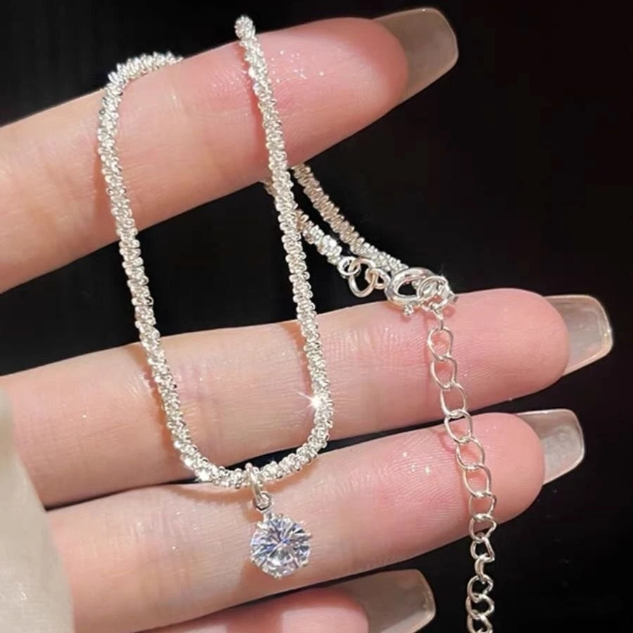 👗台灣現貨🌿腳鍊 單鑽 腳裸鏈 冷淡風 波光粼粼腳鏈ins小眾輕奢氣質時尚個性腳鏈【IO19】-細節圖5