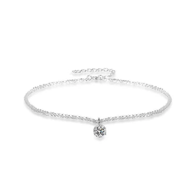 👗台灣現貨🌿腳鍊 單鑽 腳裸鏈 冷淡風 波光粼粼腳鏈ins小眾輕奢氣質時尚個性腳鏈【IO19】-細節圖8