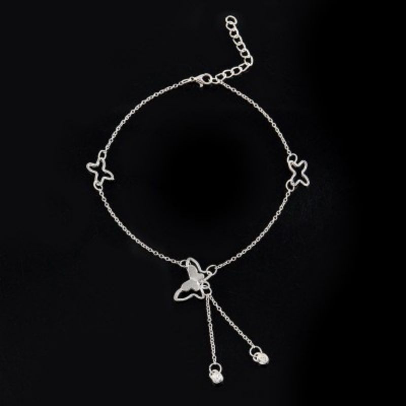 🌸台灣現貨🌿韓版腳鍊女韓版蝴蝶流蘇 簡約時尚個性學生森係性感腳踝鏈 女性光腳穿涼鞋腳鍊-細節圖3