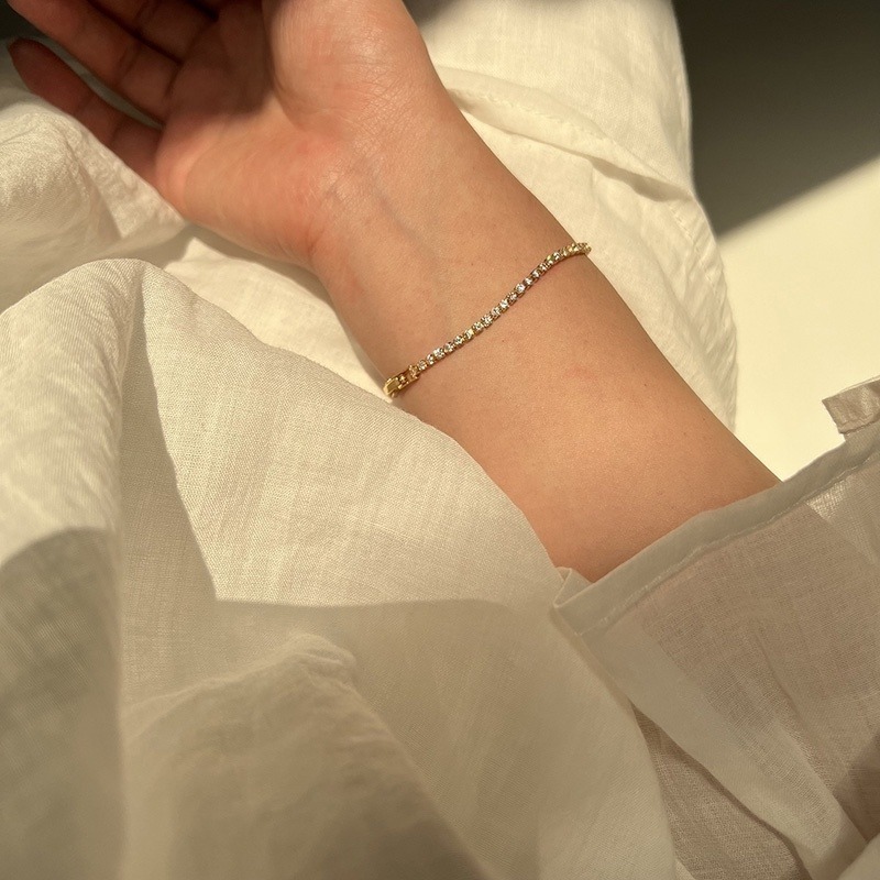 🌸台灣現貨🌿細款水鑽手鍊 簡約個性星光氣質優雅時尚手鍊【IO20】-細節圖2