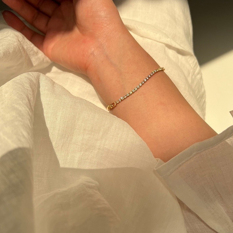 🌸台灣現貨🌿細款水鑽手鍊 簡約個性星光氣質優雅時尚手鍊【IO20】-細節圖8