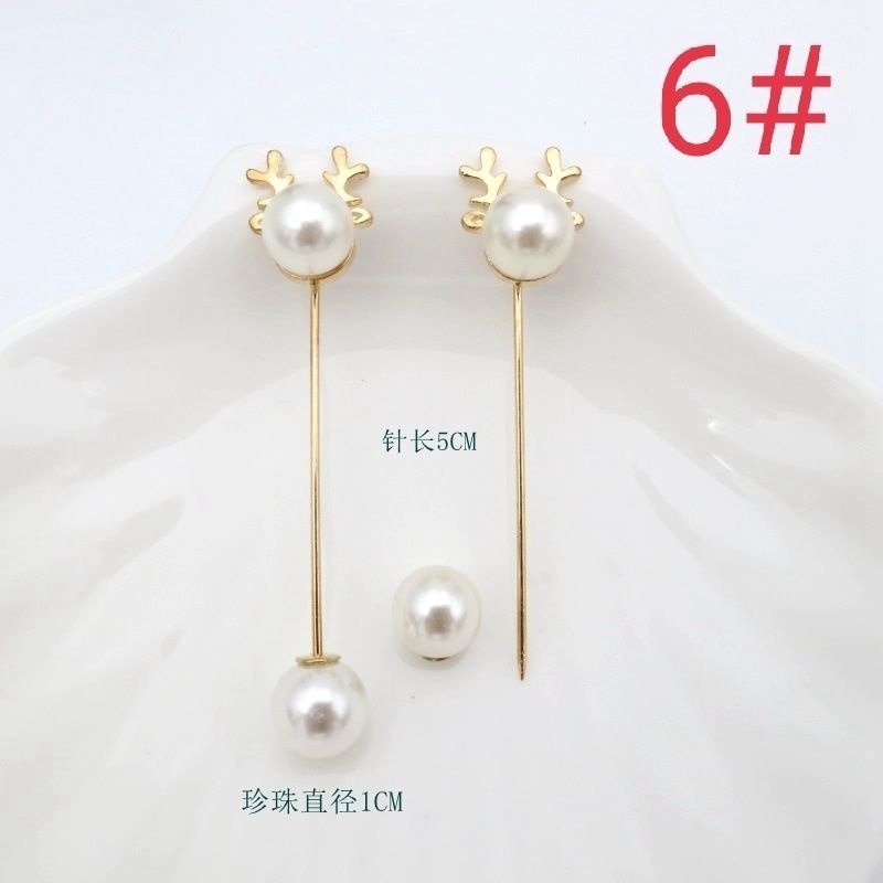 🌺台灣現貨🌿高檔胸針女珍珠防走光扣一字插針 固定衣服開衫小別針 收腰神器 高檔扣針胸花配飾 防走光別針 胸針-規格圖9