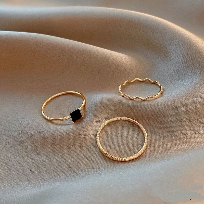 💍台灣現貨 🌿韓國三件套素圈戒指時尚ins潮網紅冷淡風輕奢小眾設計感簡約食指環【O9】-細節圖2