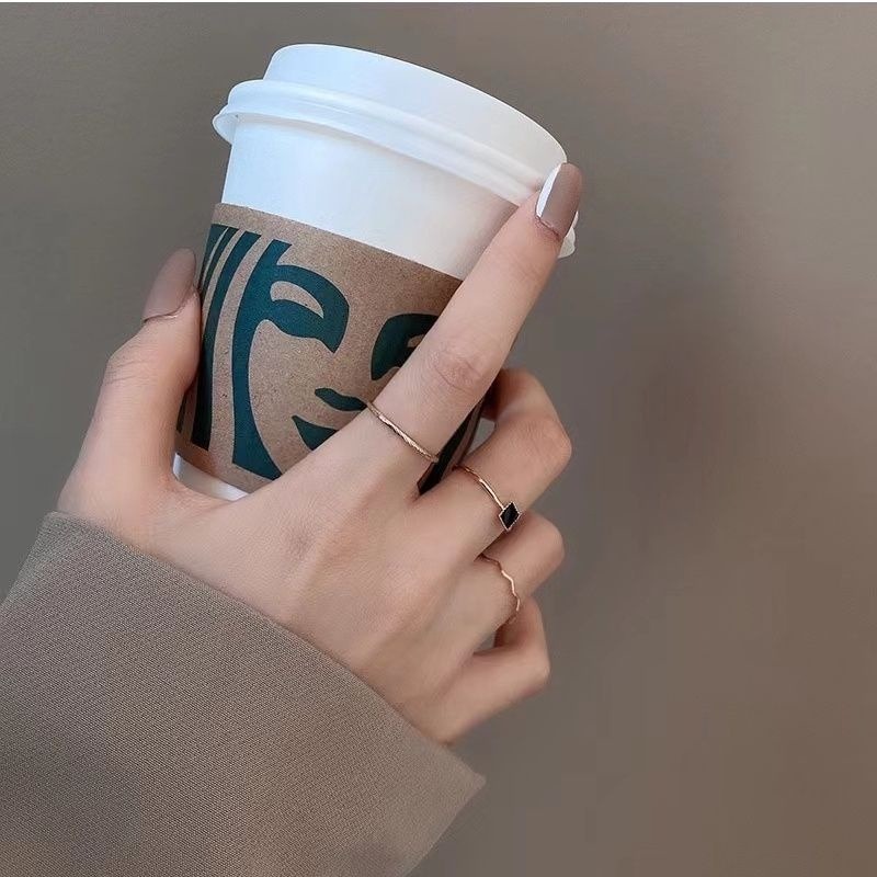 💍台灣現貨 🌿韓國三件套素圈戒指時尚ins潮網紅冷淡風輕奢小眾設計感簡約食指環【O9】-細節圖7