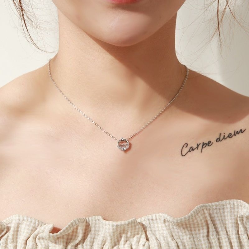 👗台灣現貨🌿 一汪清泉項鏈 韓版簡約氣質輕奢感鎖骨鏈ins不掉色鋯石鈦鋼頸項鍊 短項鍊 鎖骨鏈 情人節生日禮物-細節圖2