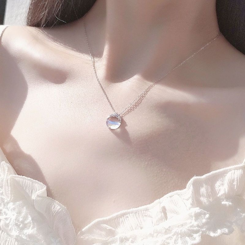 👗台灣現貨🌿 一汪清泉項鏈 韓版簡約氣質輕奢感鎖骨鏈ins不掉色鋯石鈦鋼頸項鍊 短項鍊 鎖骨鏈 情人節生日禮物-細節圖3