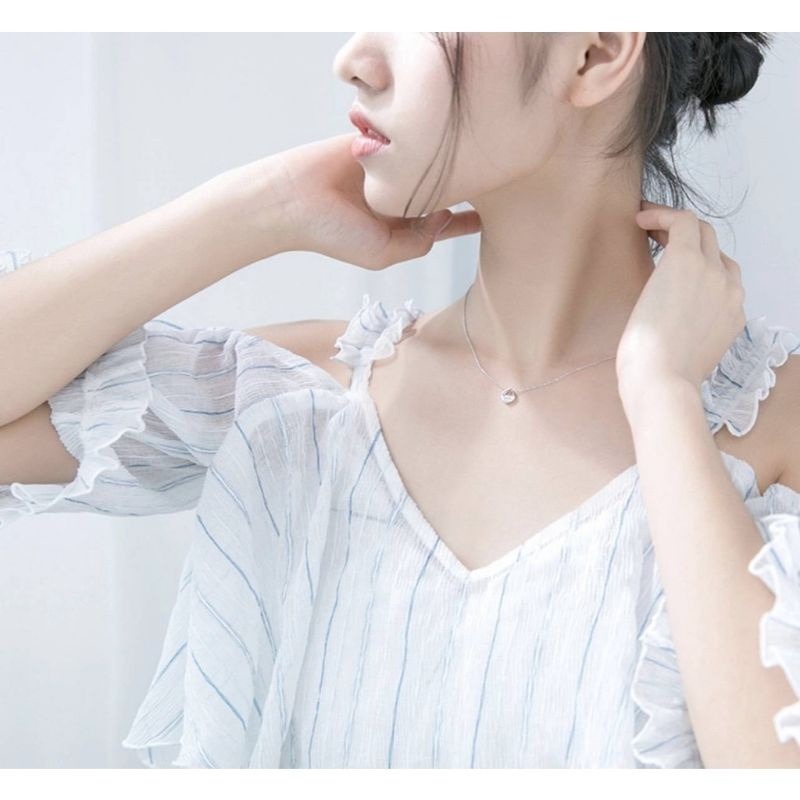 👗台灣現貨🌿 一汪清泉項鏈 韓版簡約氣質輕奢感鎖骨鏈ins不掉色鋯石鈦鋼頸項鍊 短項鍊 鎖骨鏈 情人節生日禮物-細節圖7