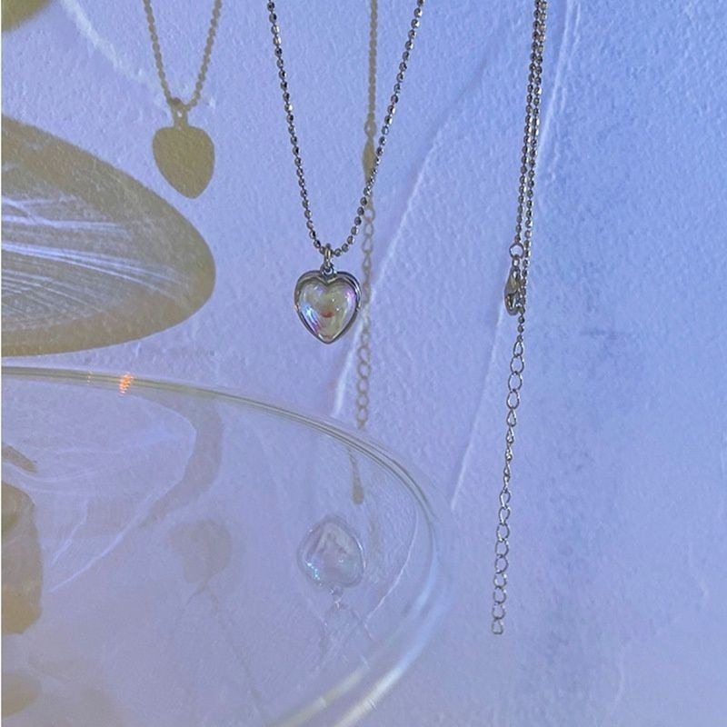 👗台灣現貨🌿日韓ins風 極簡愛心月光石吊墜項鍊 秀氣小巧設計感項鍊 上班族學生必備 溫柔氣質 鎖骨鏈【Q15】-細節圖6