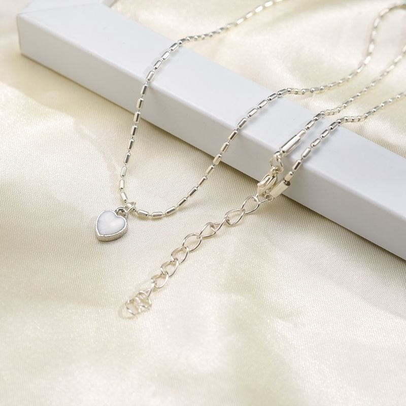 👗台灣現貨🌿日韓ins風 極簡愛心月光石吊墜項鍊 秀氣小巧設計感項鍊 上班族學生必備 溫柔氣質 鎖骨鏈【Q15】-規格圖11