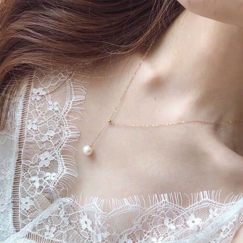 🌸台灣現貨🌿韓版鎖骨可調節項鍊 珍珠吊墜 時尚項鍊 珍珠母貝項鍊 飾品 Y字鍊 甜美約會 情人節 送禮 生日禮物-細節圖3