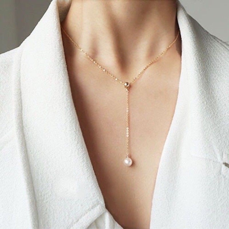 🌸台灣現貨🌿韓版鎖骨可調節項鍊 珍珠吊墜 時尚項鍊 珍珠母貝項鍊 飾品 Y字鍊 甜美約會 情人節 送禮 生日禮物-細節圖4