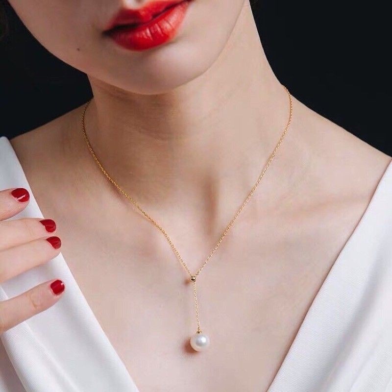 🌸台灣現貨🌿韓版鎖骨可調節項鍊 珍珠吊墜 時尚項鍊 珍珠母貝項鍊 飾品 Y字鍊 甜美約會 情人節 送禮 生日禮物-細節圖5