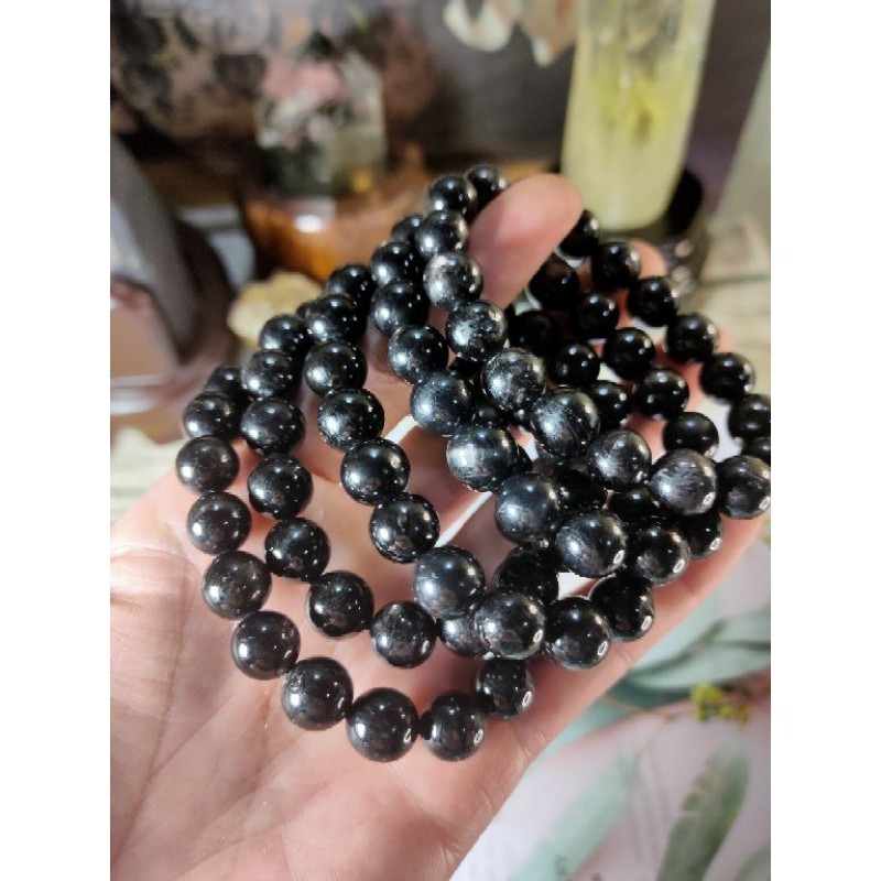 ⚜️台灣現貨🌿天然 黑銀線石 紫蘇輝石 金運石 顆顆帶眼 最強擋煞石 手珠 手串 10mm-細節圖2