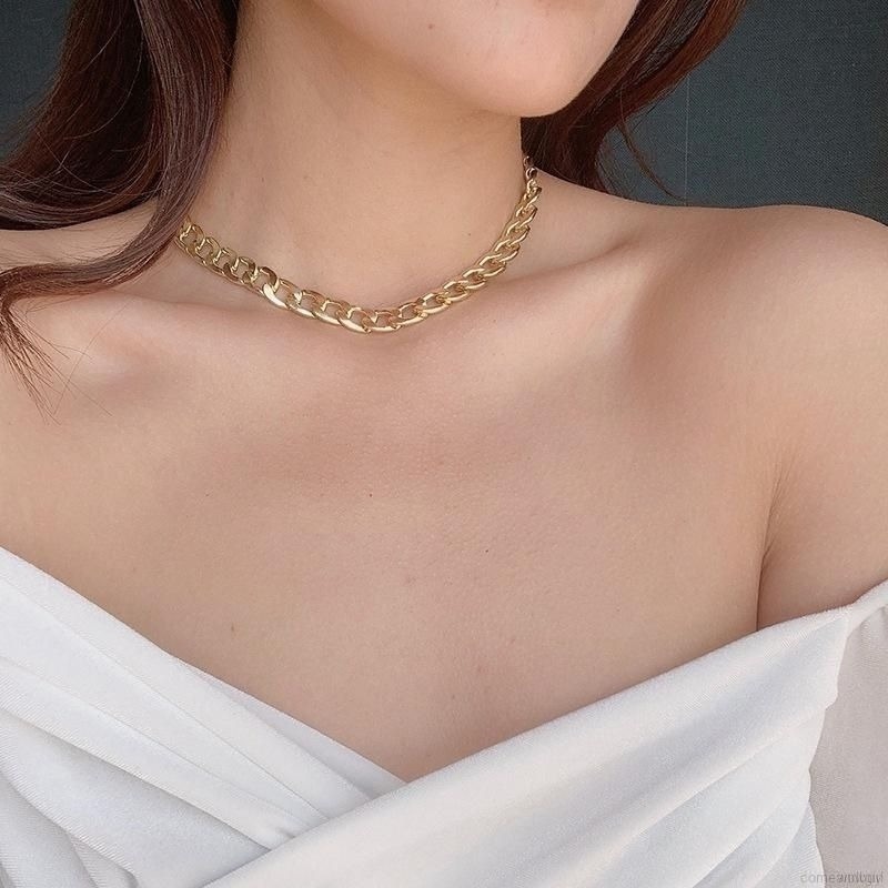 👗台灣現貨🌿古巴粗鏈條蹦迪項鍊女ins冷淡風嘻哈鍊子男生簡約百搭潮牌鎖骨鏈【Q54】-細節圖3