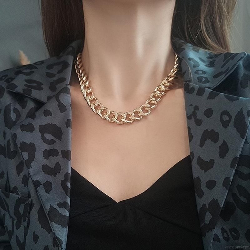 👗台灣現貨🌿古巴粗鏈條蹦迪項鍊女ins冷淡風嘻哈鍊子男生簡約百搭潮牌鎖骨鏈【Q54】-細節圖4