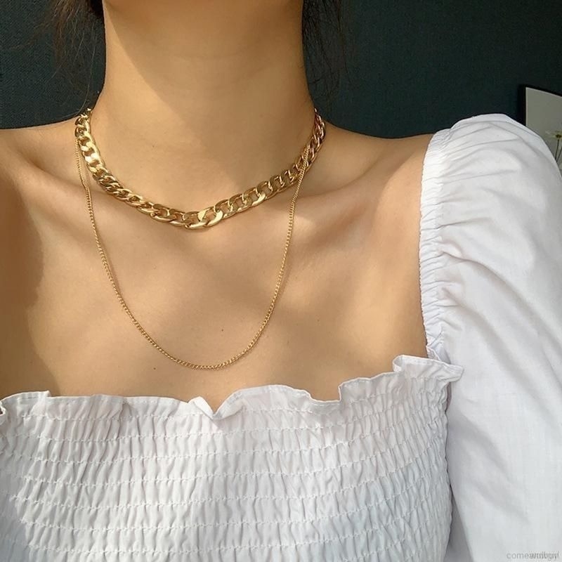 👗台灣現貨🌿古巴粗鏈條蹦迪項鍊女ins冷淡風嘻哈鍊子男生簡約百搭潮牌鎖骨鏈【Q54】-細節圖5