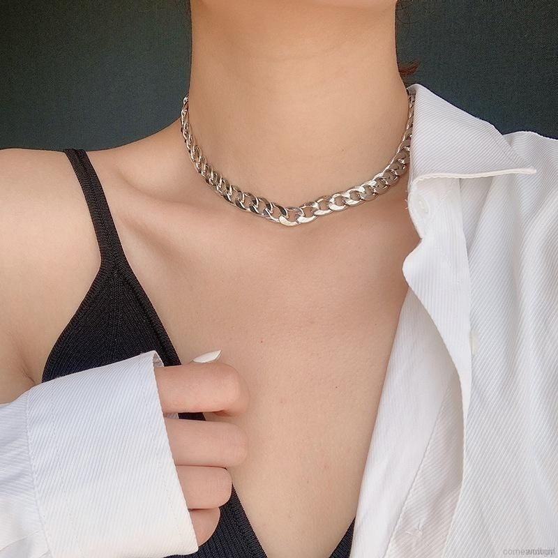 👗台灣現貨🌿古巴粗鏈條蹦迪項鍊女ins冷淡風嘻哈鍊子男生簡約百搭潮牌鎖骨鏈【Q54】-細節圖8