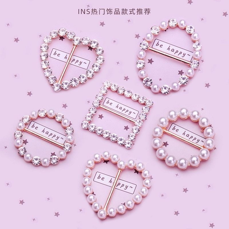 👗台灣現貨🌿韓國風 珍珠水鑽衣角打結扣環 腰扣 絲巾衣服扣 T恤襯衫風衣腰帶百搭日字扣 固定t恤打結神器-細節圖3