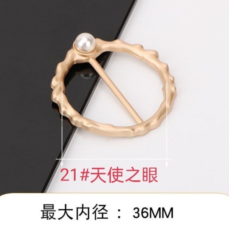 👗台灣現貨🌿韓國風 珍珠水鑽衣角打結扣環 腰扣 絲巾衣服扣 T恤襯衫風衣腰帶百搭日字扣 固定t恤打結神器-規格圖6