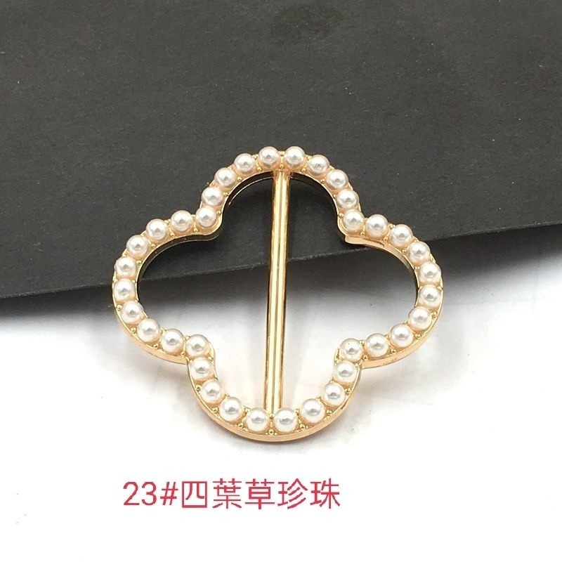 👗台灣現貨🌿韓國風 珍珠水鑽衣角打結扣環 腰扣 絲巾衣服扣 T恤襯衫風衣腰帶百搭日字扣 固定t恤打結神器-規格圖6