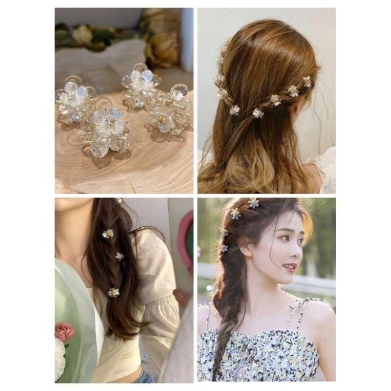 ✨台灣現貨🌿迷你劉海小抓夾 ins甜美貝殼水晶果凍花朵劉海夾 水鑽腦後勺小號抓夾 側邊夾 頂髮夾【M15】-細節圖2