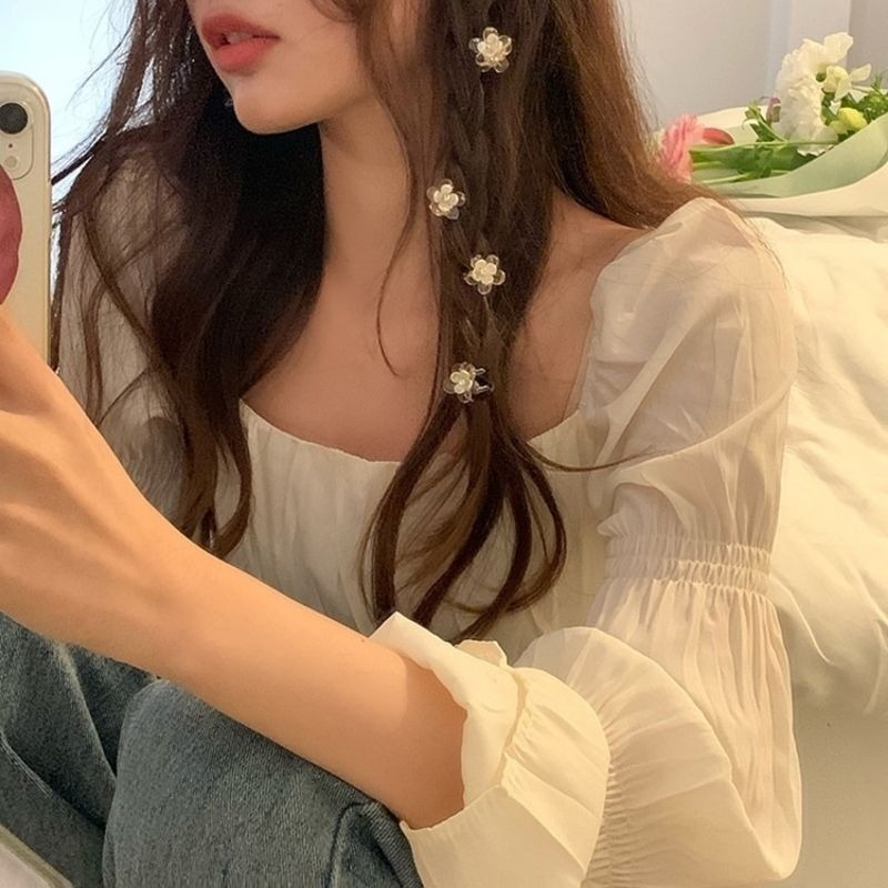 ✨台灣現貨🌿迷你劉海小抓夾 ins甜美貝殼水晶果凍花朵劉海夾 水鑽腦後勺小號抓夾 側邊夾 頂髮夾【M15】-細節圖4