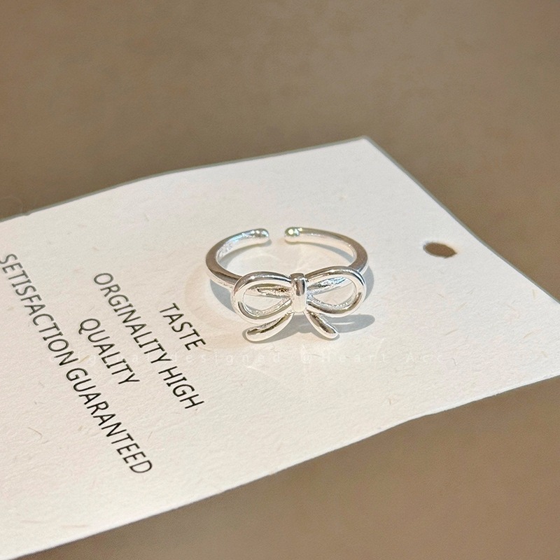 💍台灣現貨🌿蝴蝶結雙層珍珠交錯戒指個性獨特時尚潮流氣質百搭戒指指環食指戒【O75】-規格圖10