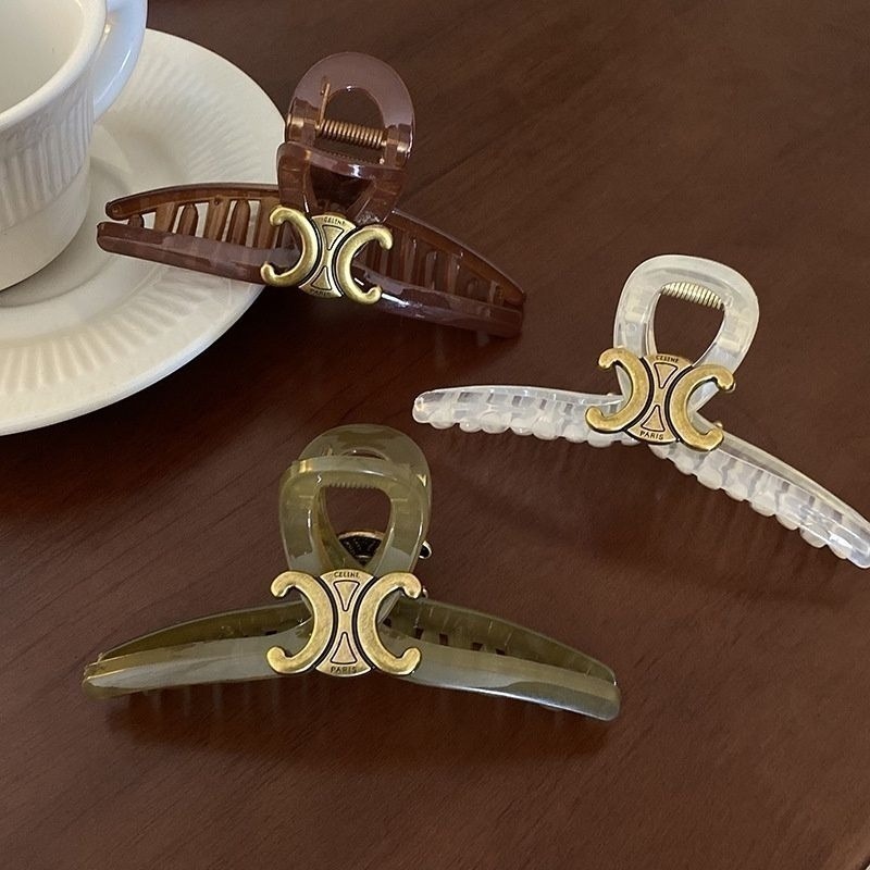 ✨台灣現貨🌿凱旋門抓夾 法式慵懶簡約亞克力字母髮夾 韓國氣質抓夾 鯊魚夾 後腦勺髮抓 盤髮夾【M11】-細節圖7