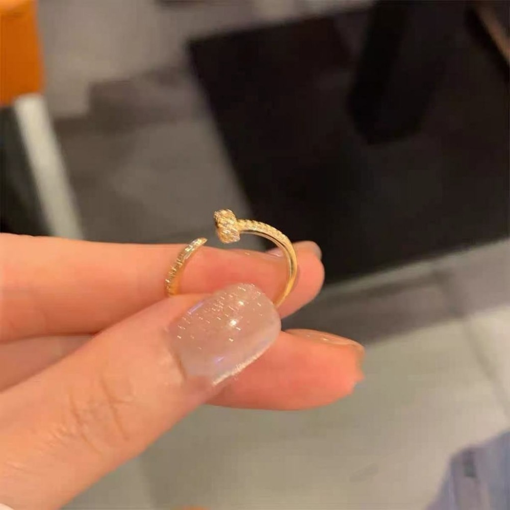 💍台灣現貨🌿新款法式細版微鑲鑽釘子戒指 簡約輕奢小眾設計精緻疊戴食指戒指環【O77】-規格圖9