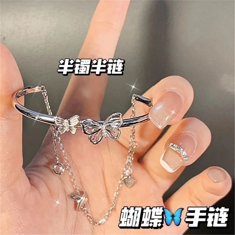 👗台灣現貨🌿莫比烏斯環在逃公主蝴蝶結鈴鐺手鐲女開口可調整閨蜜手環氣質/百搭/簡約/甜美手飾【IO21】-規格圖11