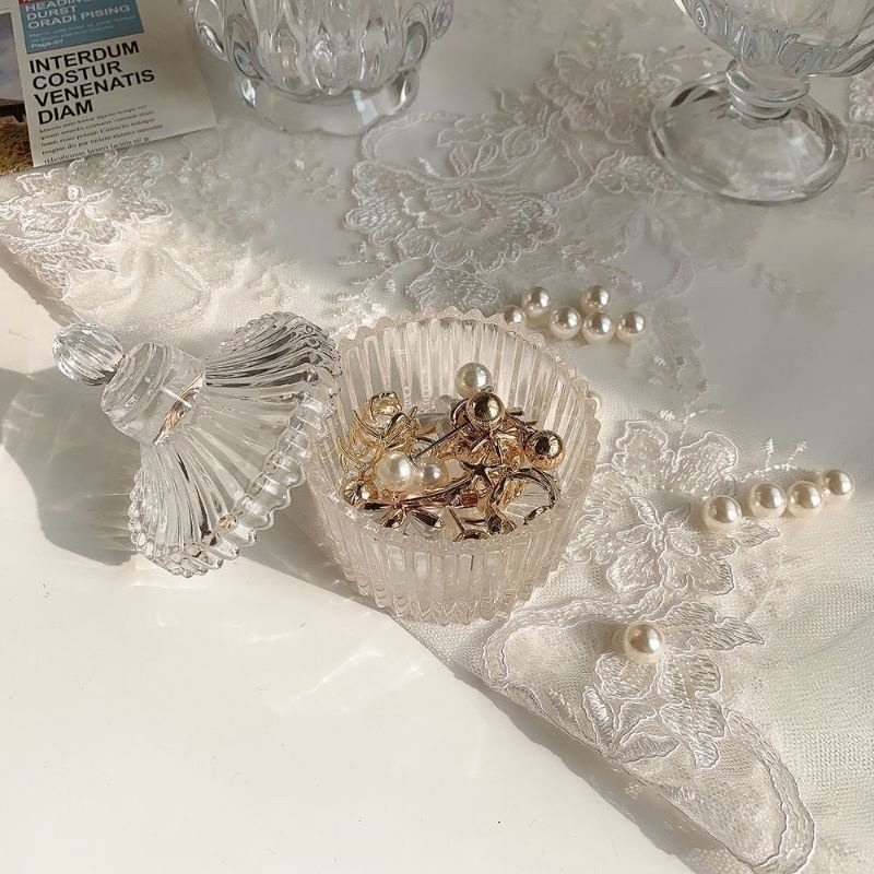 👑台灣現貨🌿水晶消磁碗 絕美璀璨仙女系ins首飾收納 復古浮雕玻璃罐 桌面擺件 攝影道具 香氛裝飾 居家擺飾-細節圖8