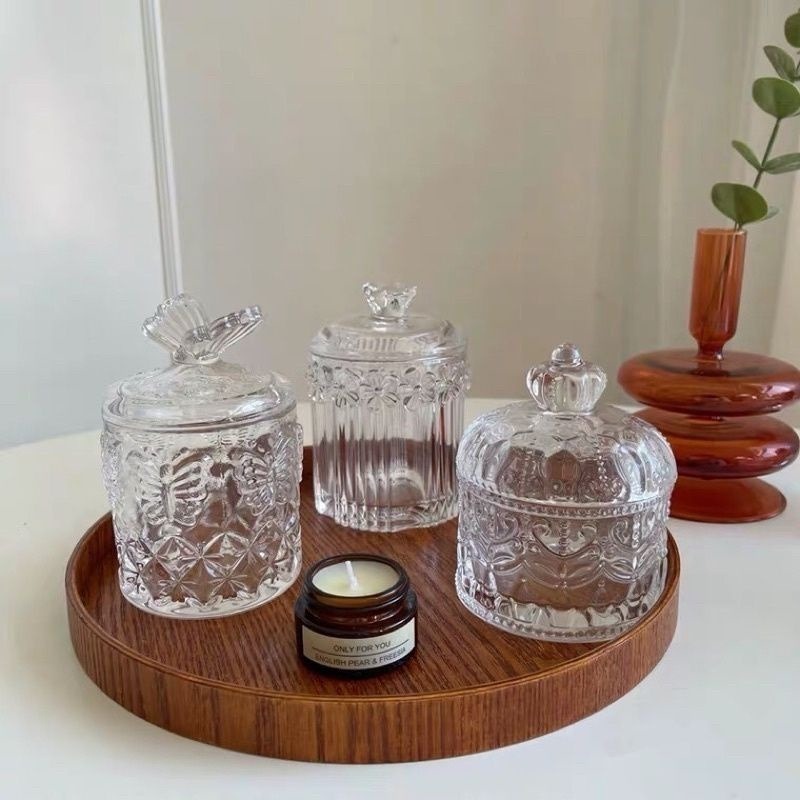 👑台灣現貨🌿水晶消磁碗 絕美璀璨仙女系ins首飾收納 復古浮雕玻璃罐 桌面擺件 攝影道具 香氛裝飾 居家擺飾-細節圖9