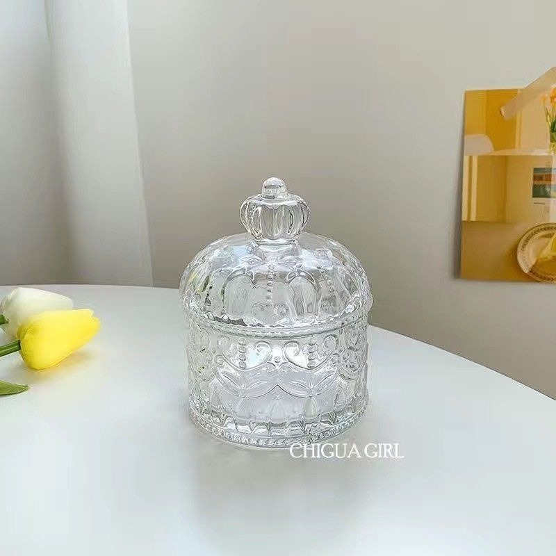 👑台灣現貨🌿水晶消磁碗 絕美璀璨仙女系ins首飾收納 復古浮雕玻璃罐 桌面擺件 攝影道具 香氛裝飾 居家擺飾-規格圖9