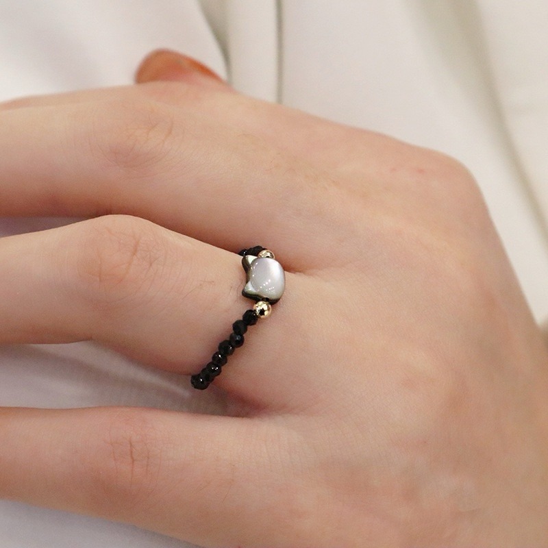 💍台灣現貨🌿卡哇伊 可愛貓咪串珠彈力繩戒指 日韓流行時尚貓咪bestie戒指【O78】-細節圖7