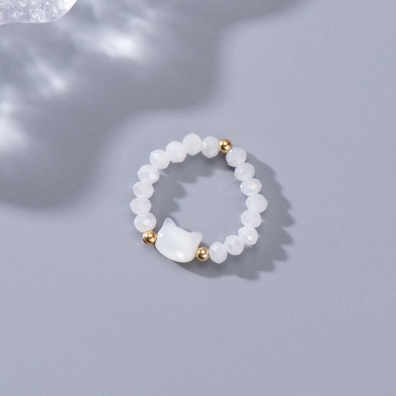 💍台灣現貨🌿卡哇伊 可愛貓咪串珠彈力繩戒指 日韓流行時尚貓咪bestie戒指【O78】-規格圖11