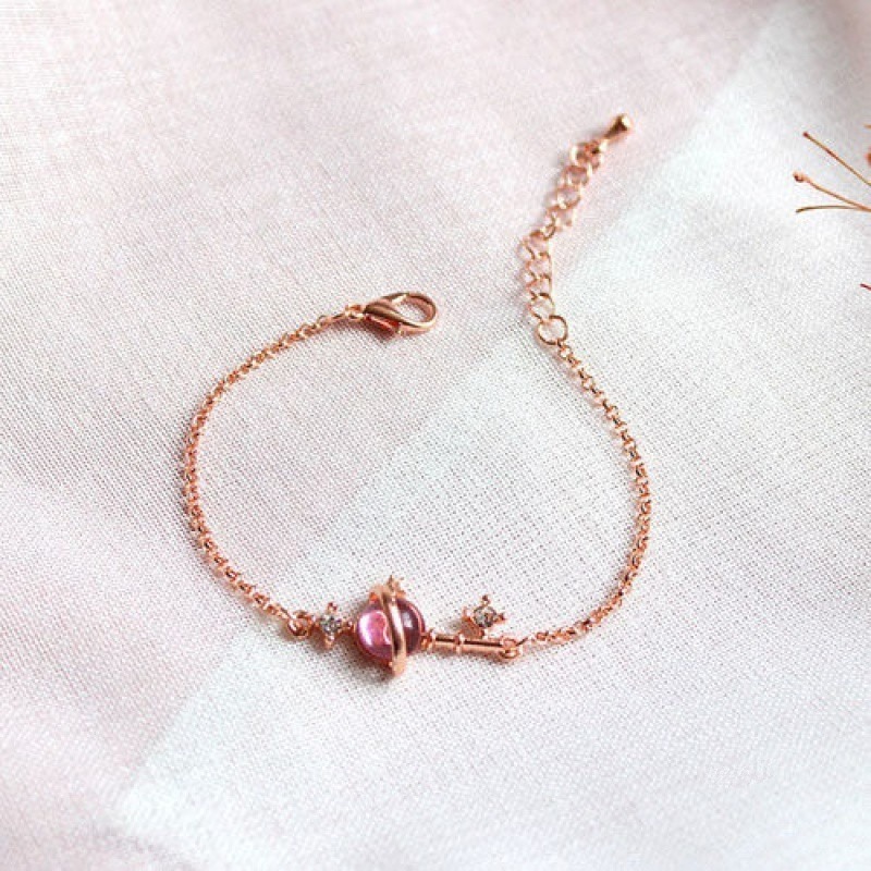 👗台灣現貨🌿韓版星球玫瑰金手飾 極光簡約夢幻小衆精致手鍊 女生手鍊 閨蜜手鍊-細節圖4