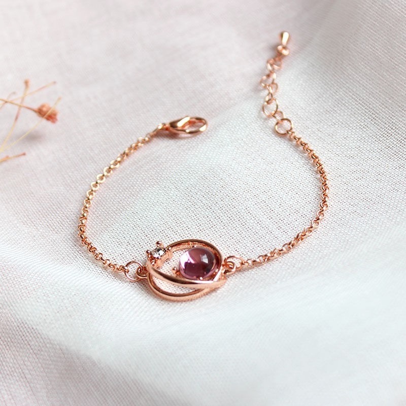 👗台灣現貨🌿韓版星球玫瑰金手飾 極光簡約夢幻小衆精致手鍊 女生手鍊 閨蜜手鍊-細節圖5